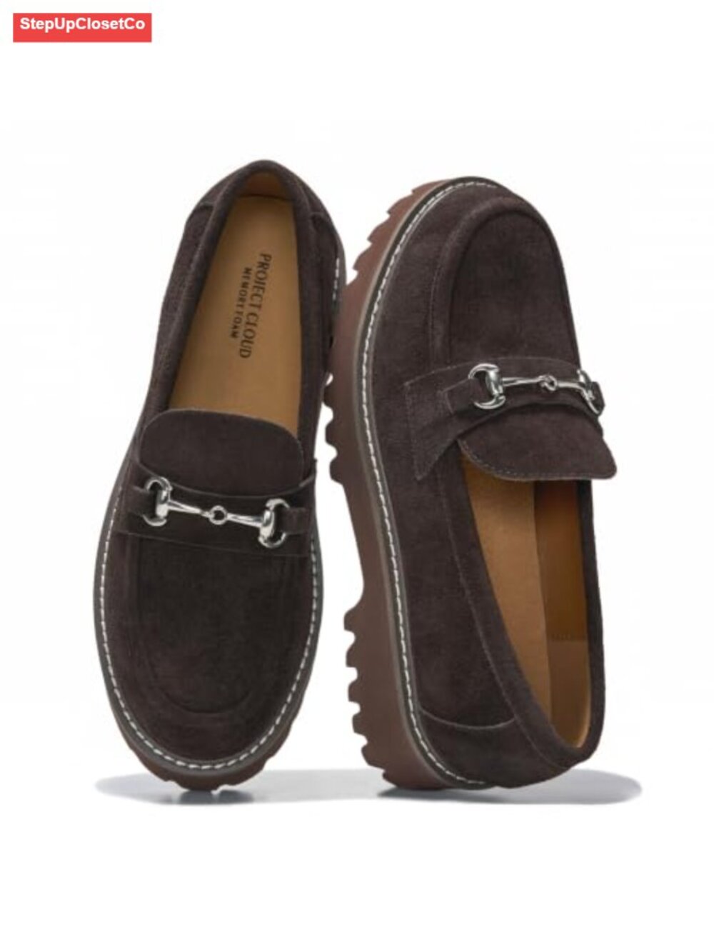 Genuine Leather Suede Loafers Women Lug Sole Memory Foam Slip On Shoes